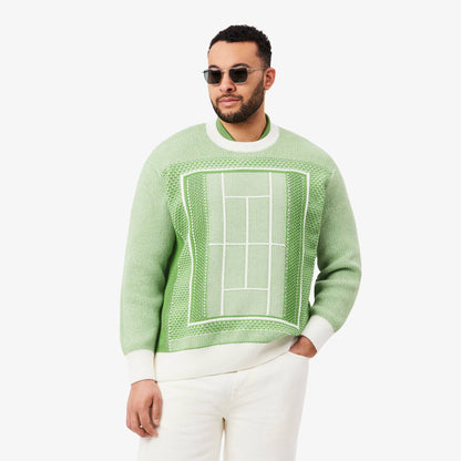 Pull en jacquard motif terrain de tennis