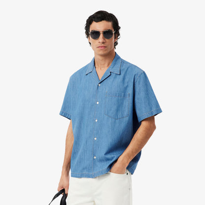 Chemise en jean décontractée à col ouvert