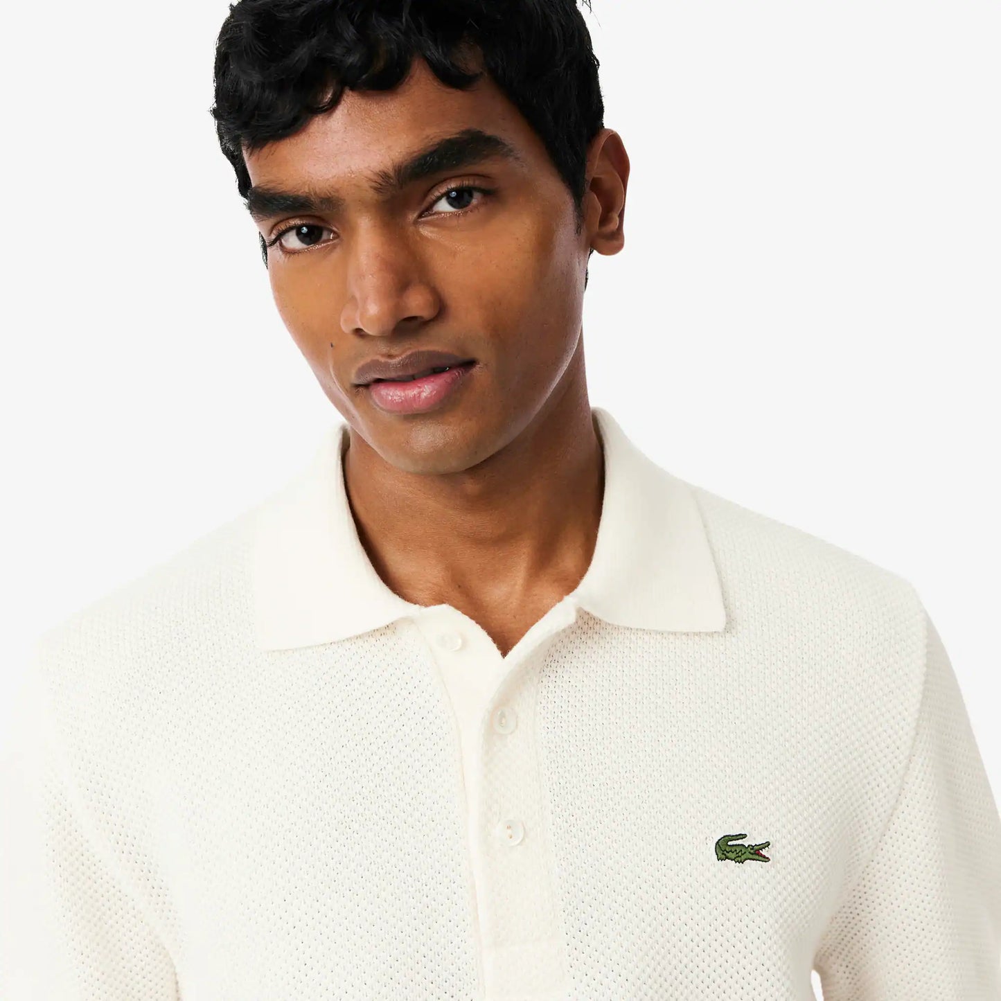 Pull col polo en maille rééditée, fabriqué en France