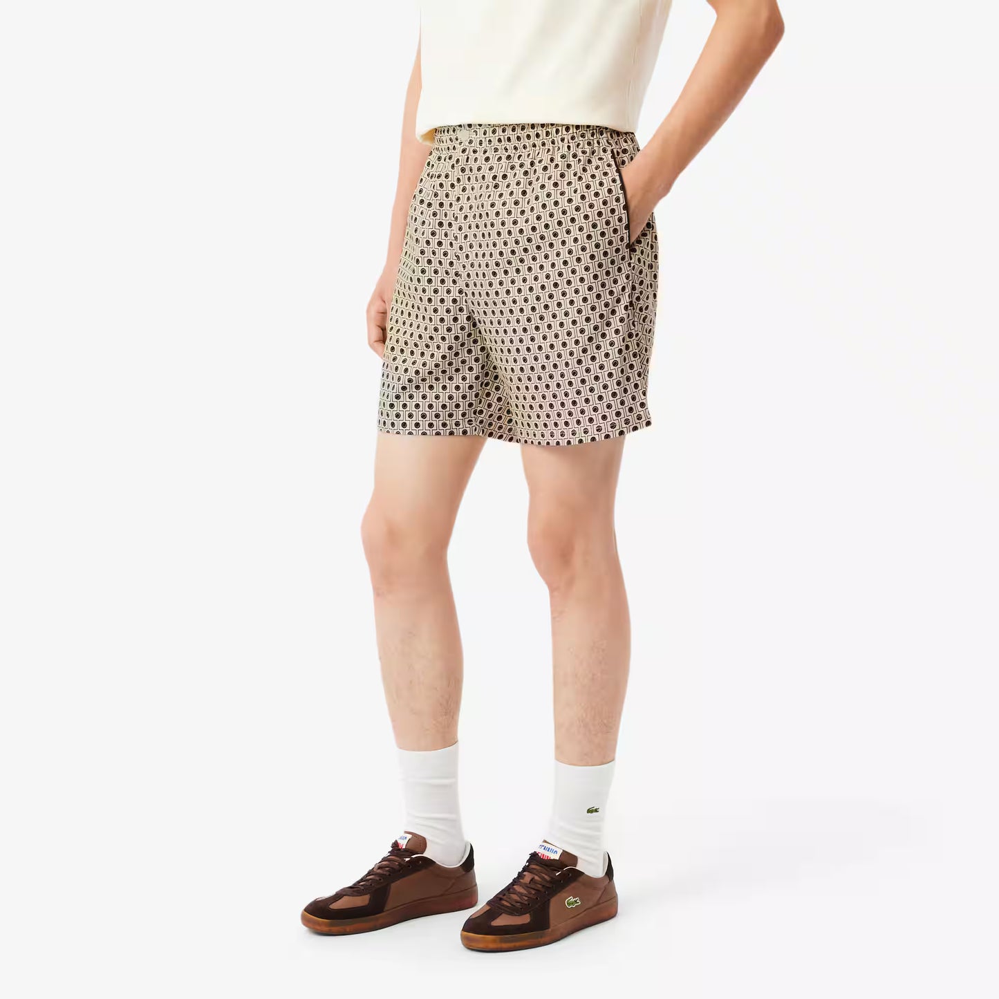 Short ample en mélange de coton imprimé