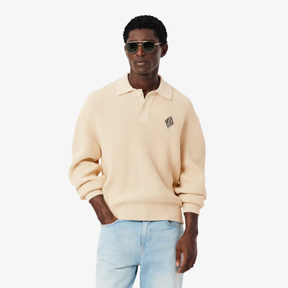 Pull Col Polo Perlés à Badge