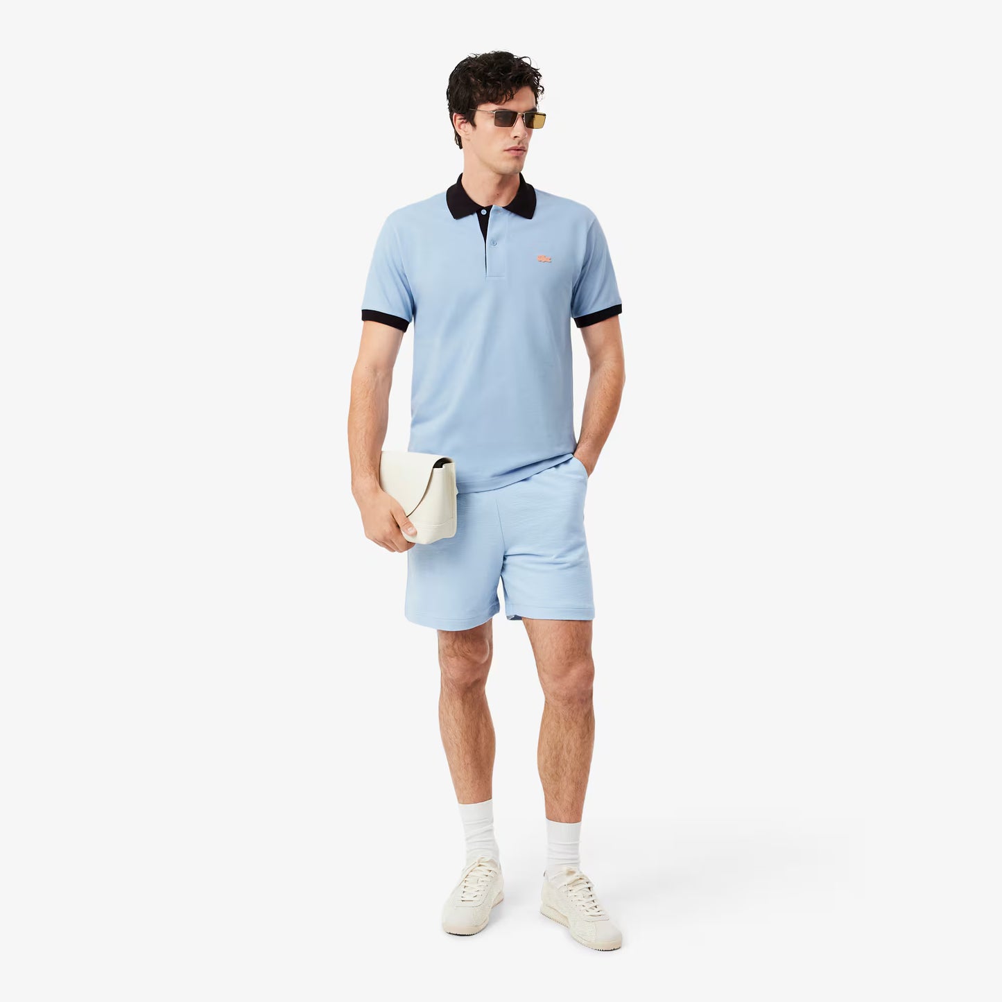 Polo en maille côtelée contrastante coupe classique