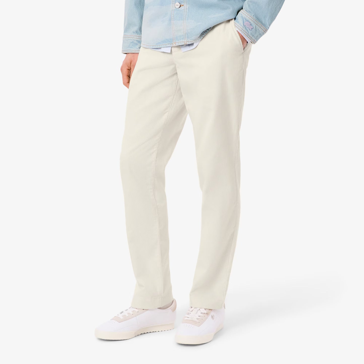 Pantalon Chino en Velours Côtelé Coupe Droite