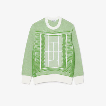 Pull en jacquard motif terrain de tennis