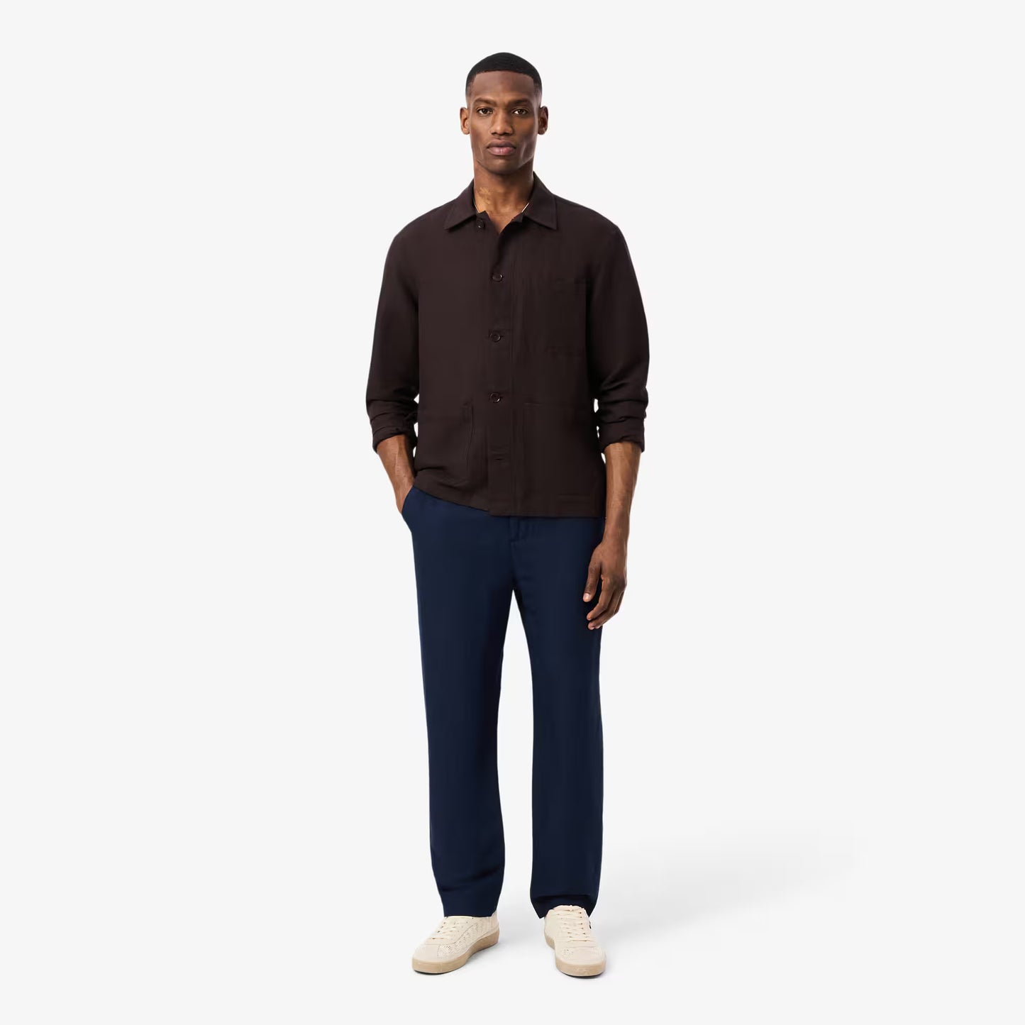 Pantalon Chino en Lin Coupe Droite