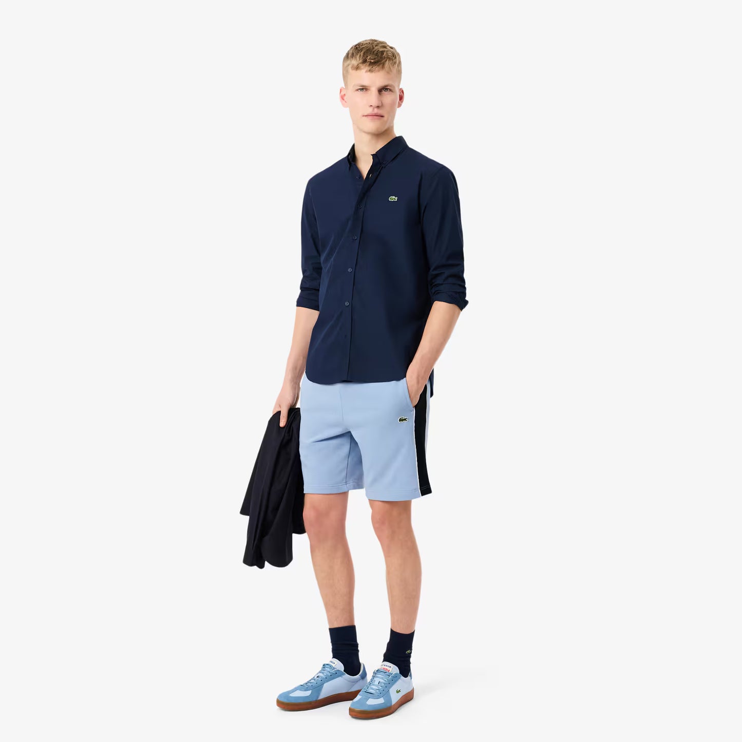 Short en molleton color-block coupe droite