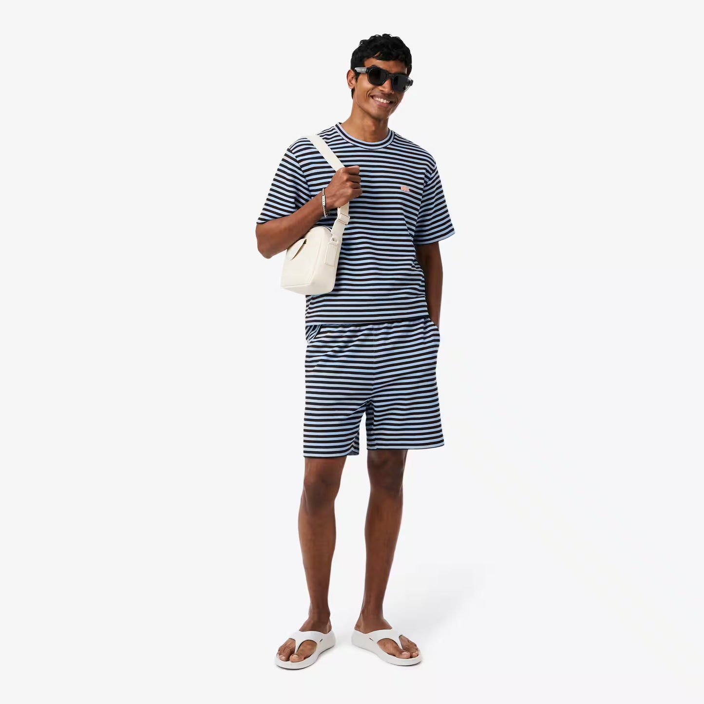 T-shirt rayé en coton texturé