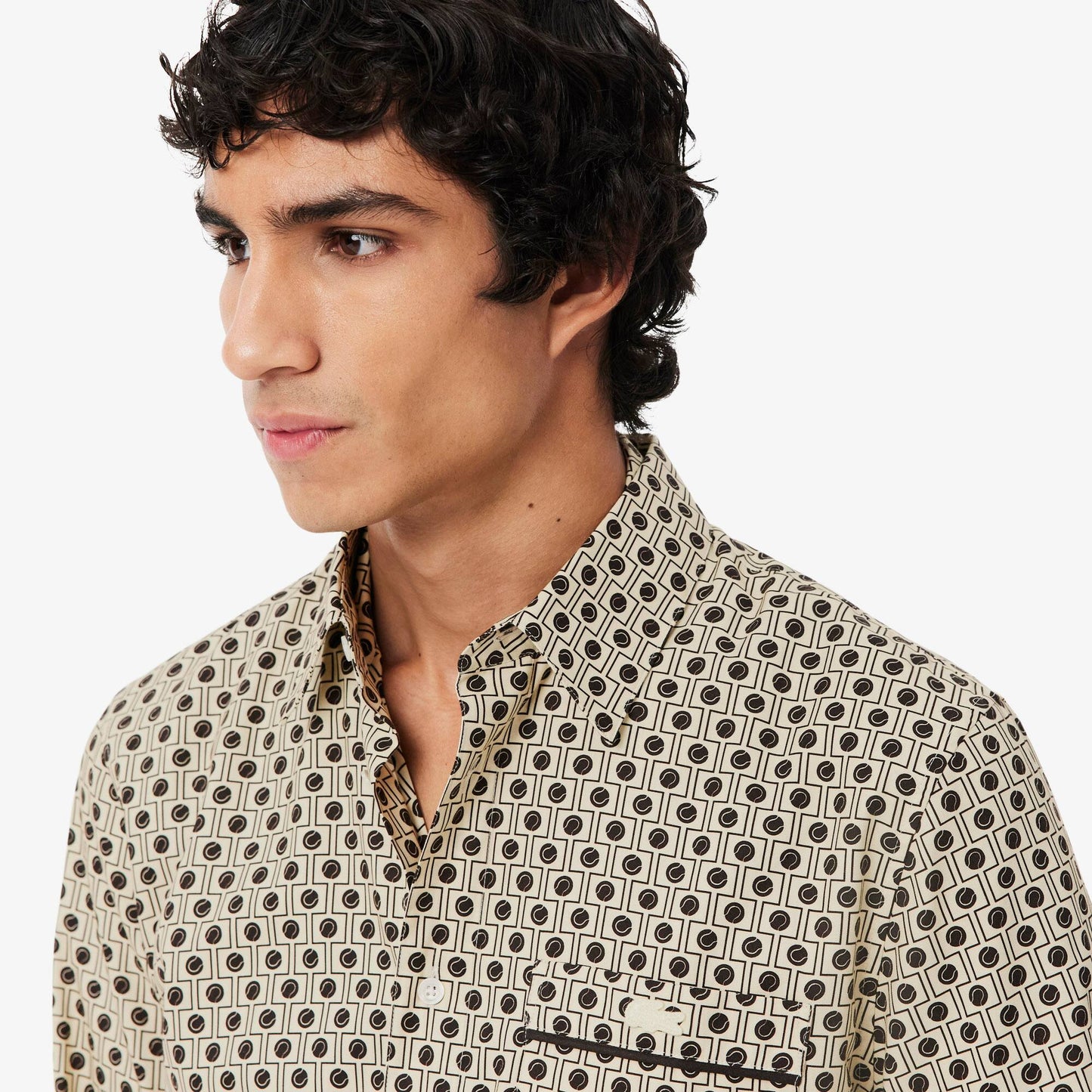 Chemise en coton imprimée coupe droite