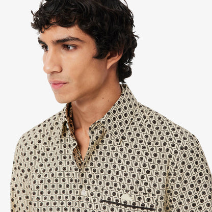 Chemise en coton imprimée coupe droite