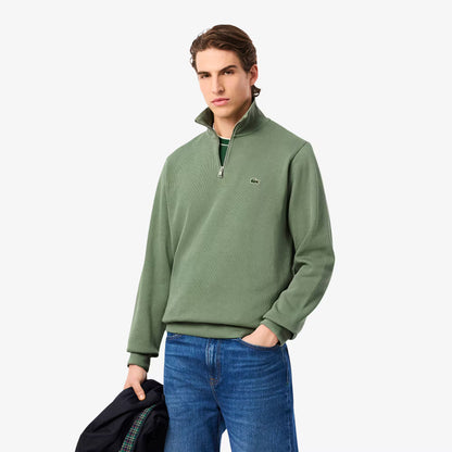 Sweatshirt zippé à col montant en interlock