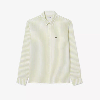 Chemise rayée en lin coupe droite