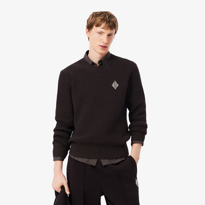 Pull en tricot côtelé perlé avec badge