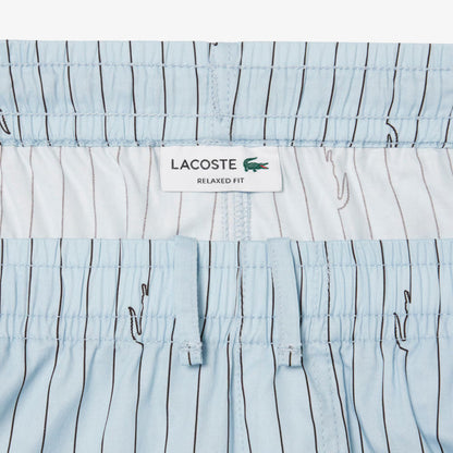 Short en coton rayé imprimé crocodile
