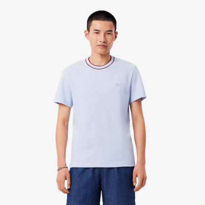 T-shirt à col rayé en piqué stretch