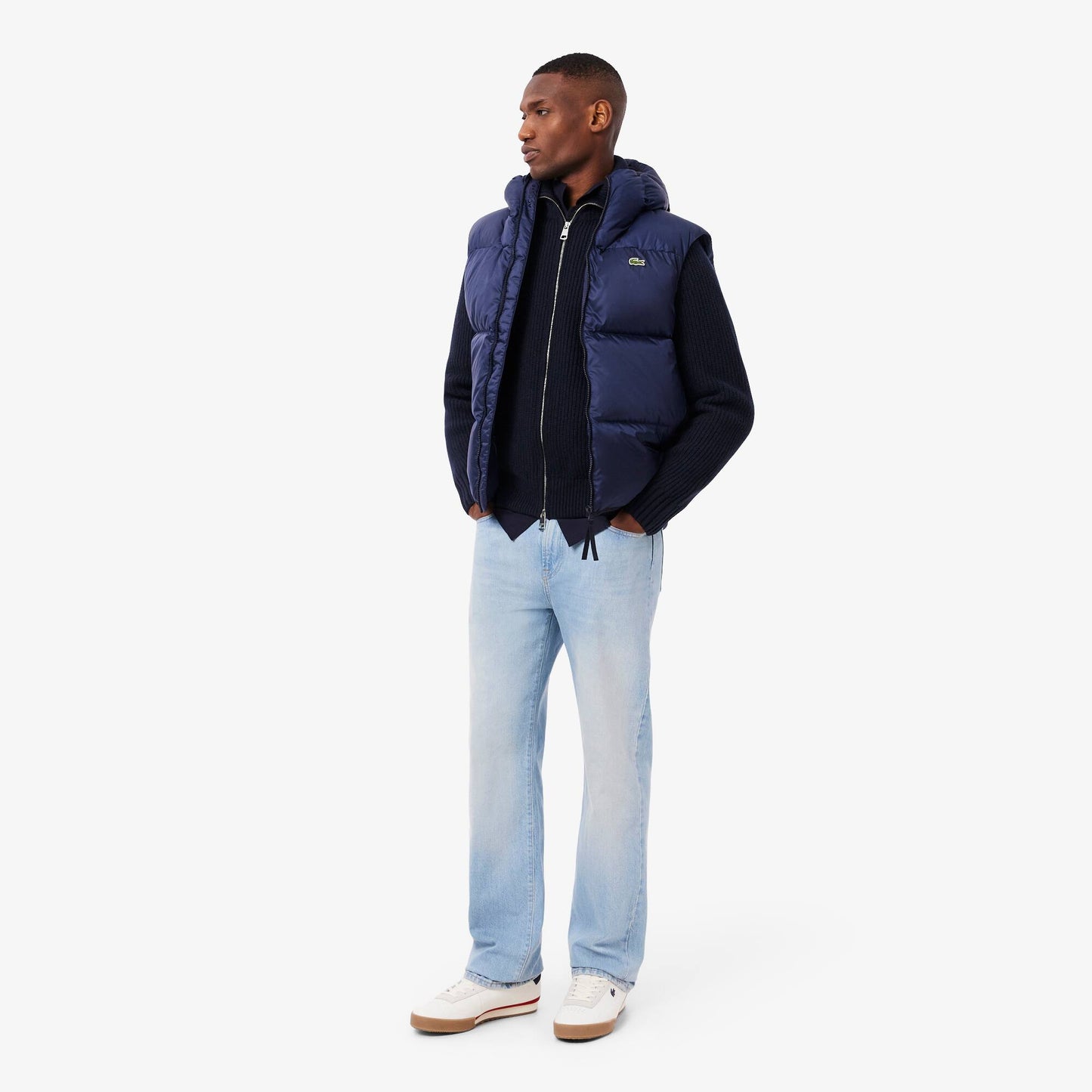 Pull zippé à col montant en laine