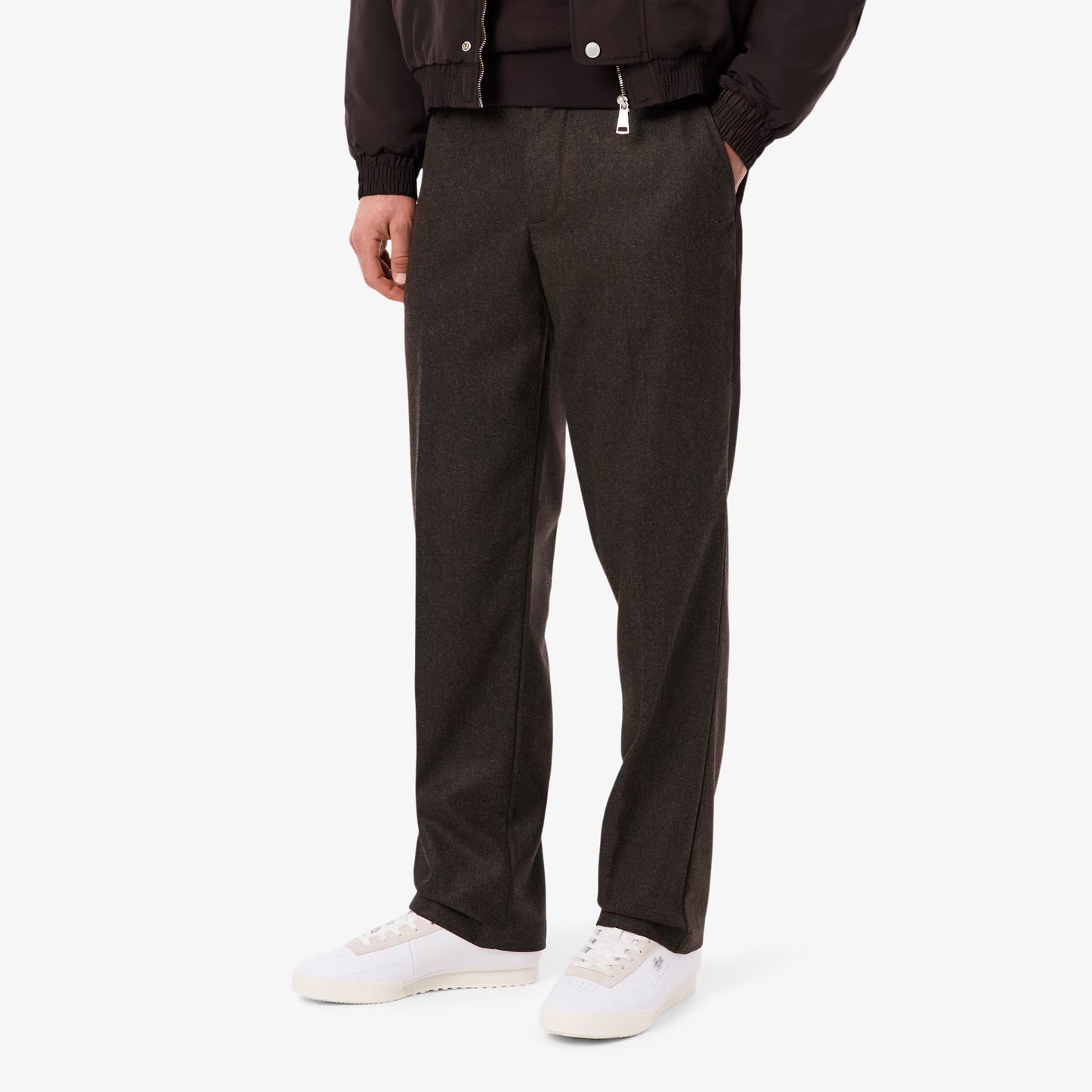 Pantalon Droit en Laine à Chevrons