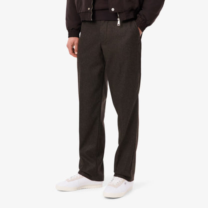 Pantalon Droit en Laine à Chevrons