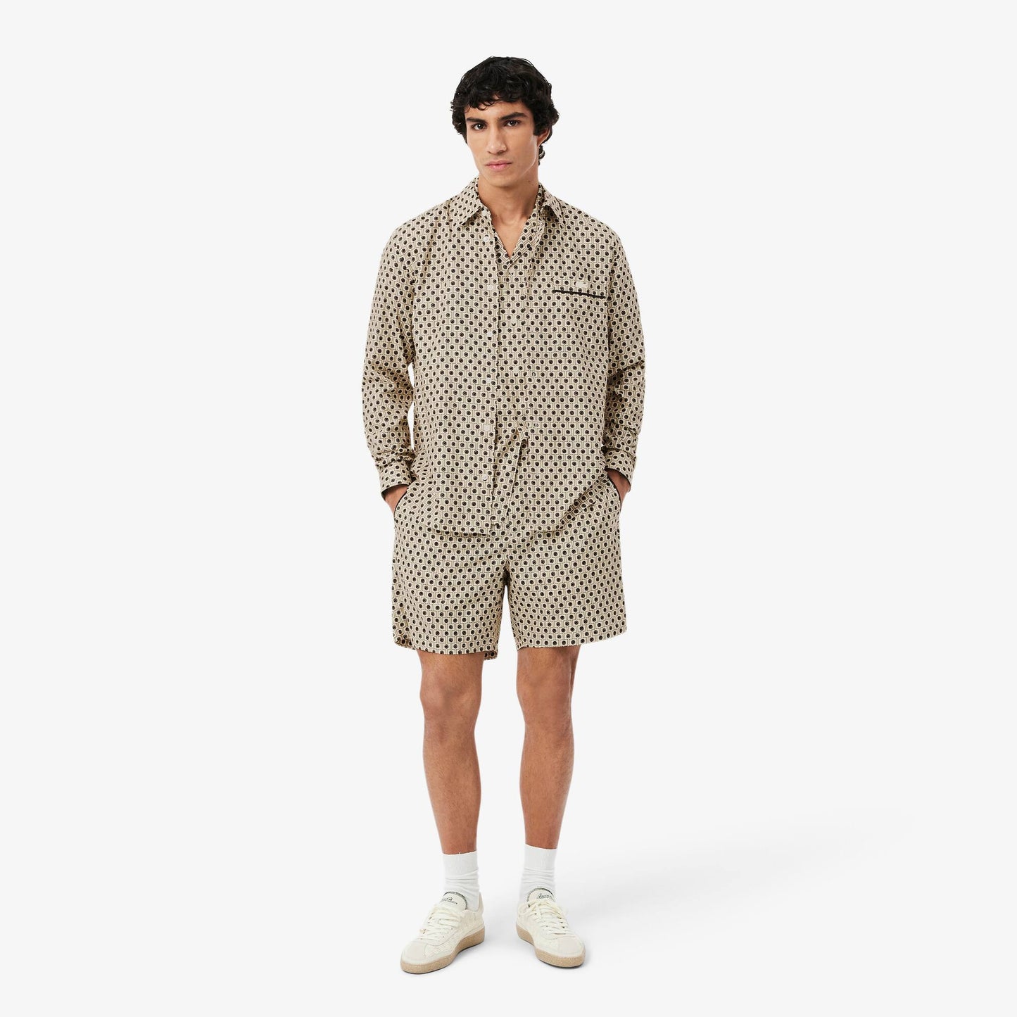 Chemise en coton imprimée coupe droite