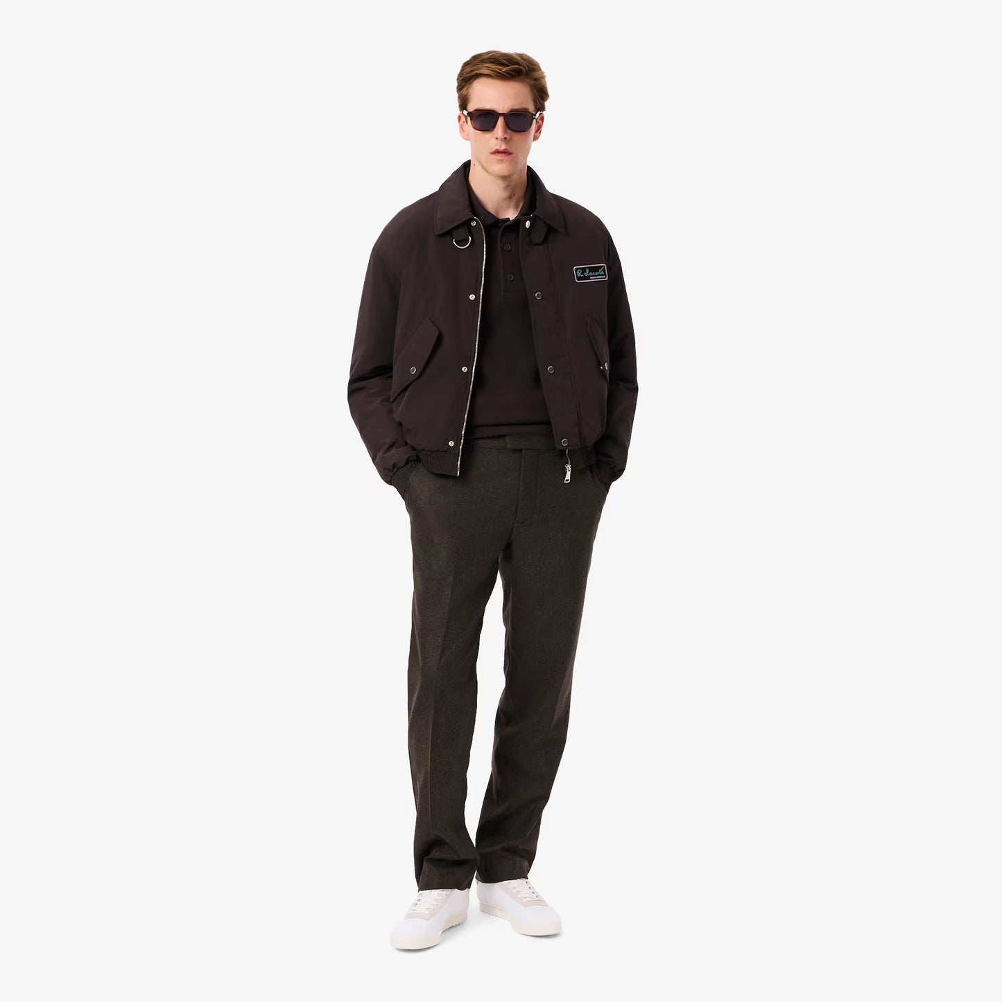 Pantalon Droit en Laine à Chevrons