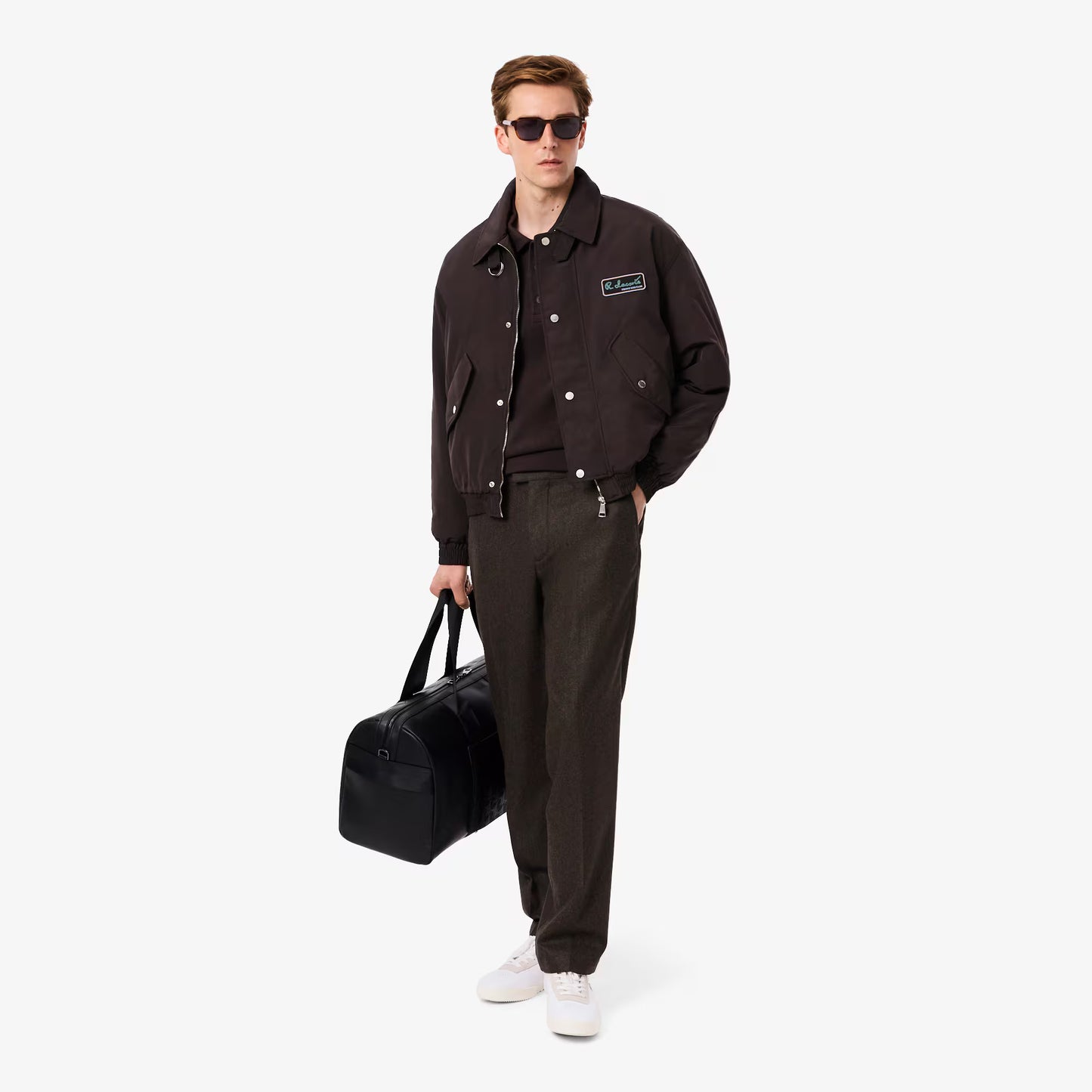 Pantalon Droit en Laine à Chevrons