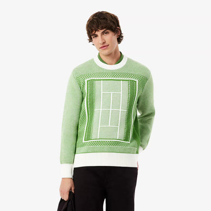 Pull en jacquard motif terrain de tennis