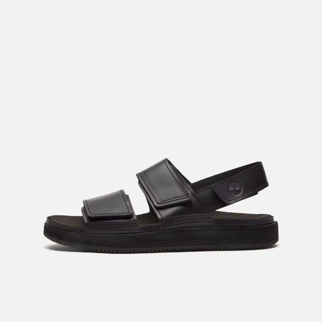 Casco Cove Sandal with Heel Strap Black Full-Grain Leather