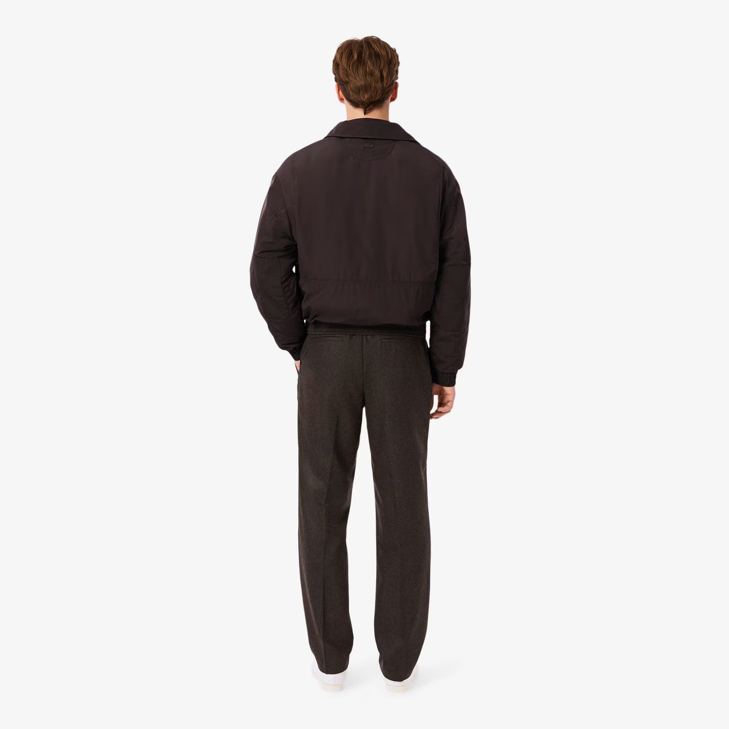 Pantalon Droit en Laine à Chevrons