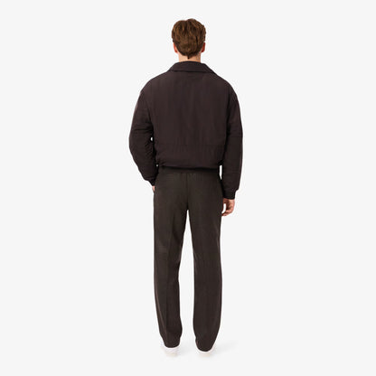 Pantalon Droit en Laine à Chevrons