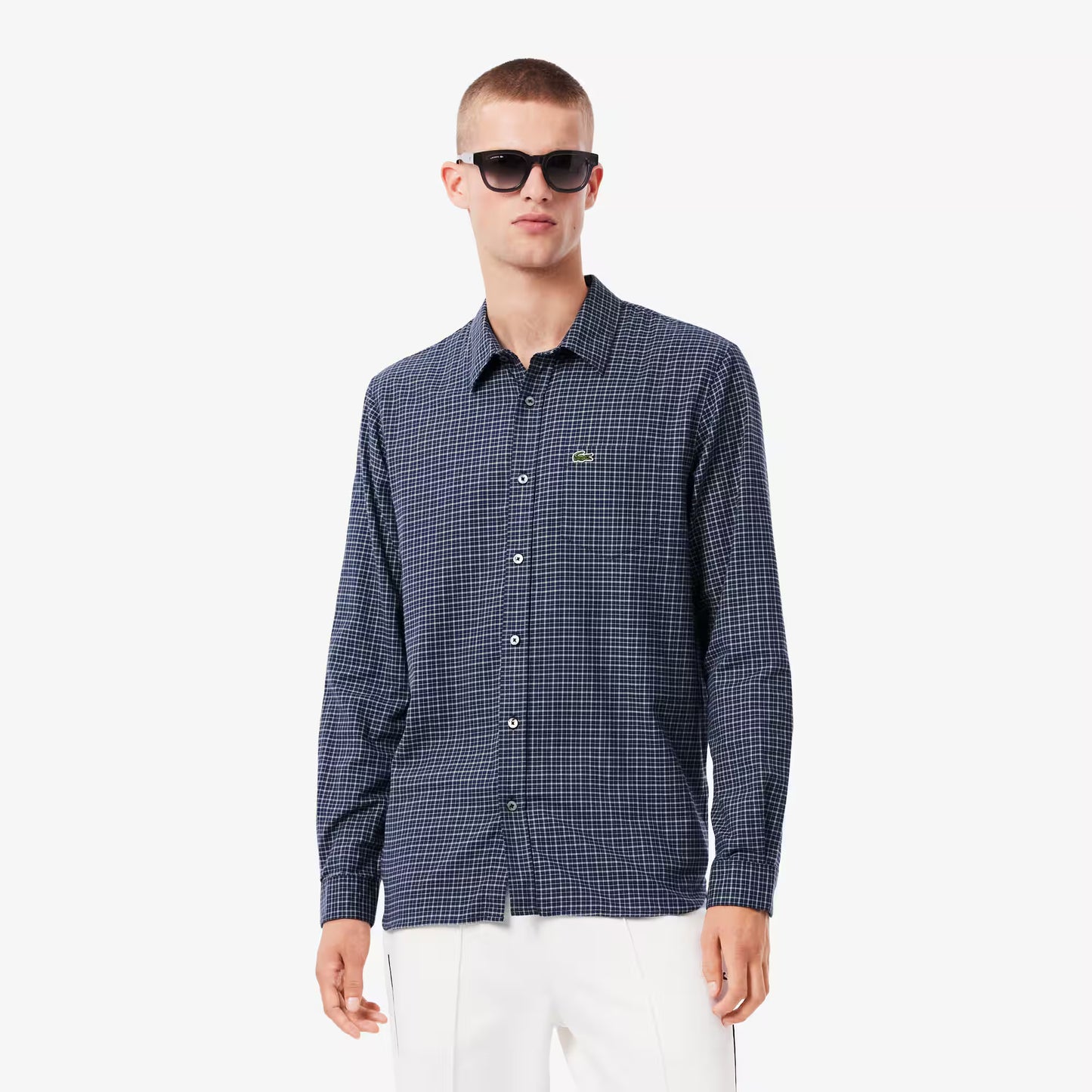 Chemise en flanelle à carreaux coupe droite
