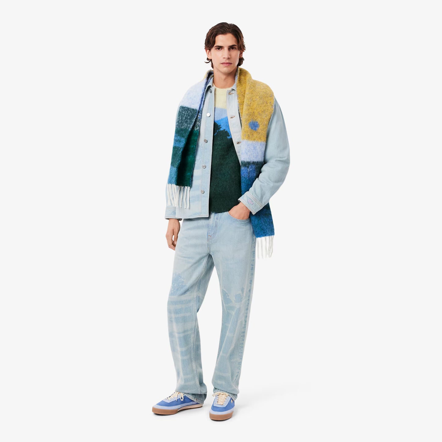 Pull en alpaga jacquard paysage