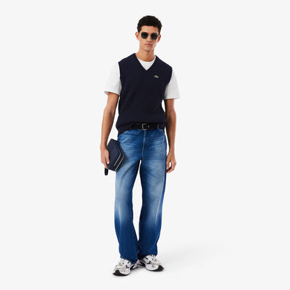 Gilet pull en coton tricoté torsadé