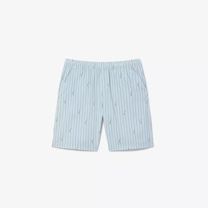 Short en coton rayé imprimé crocodile