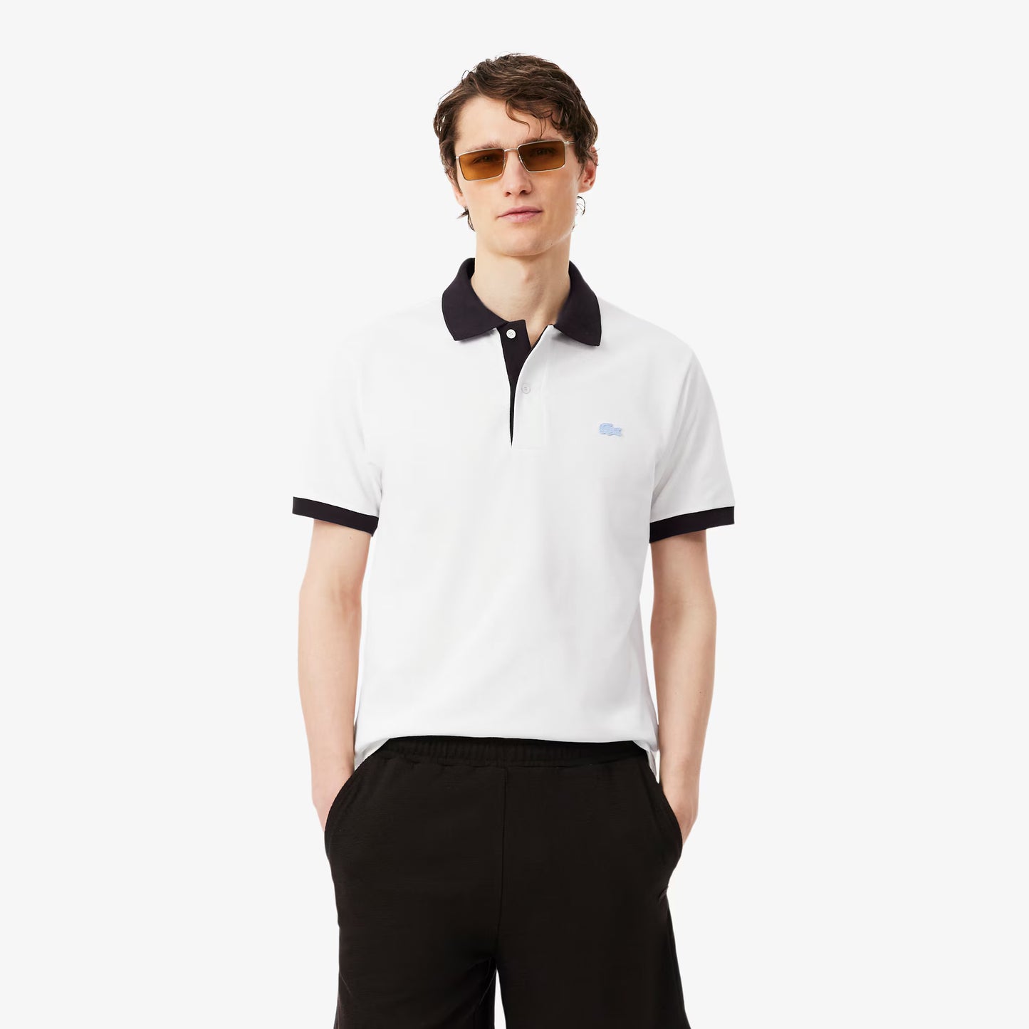 Polo en maille côtelée contrastante coupe classique