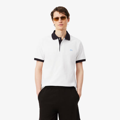 Polo en maille côtelée contrastante coupe classique