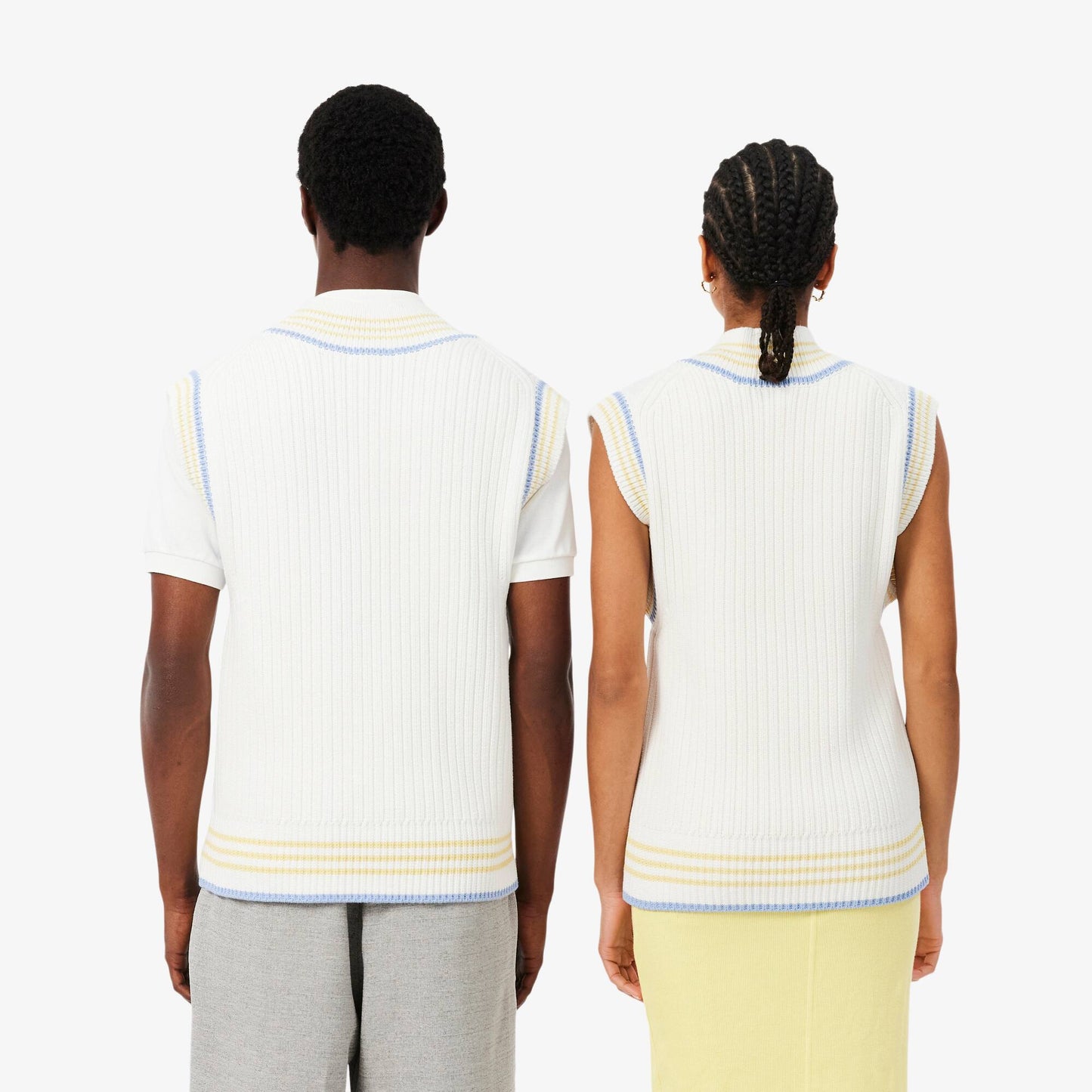 Gilet pull en coton côtelé rayé
